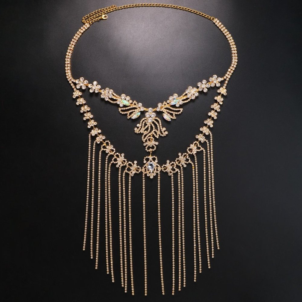Crystal Face Chain Halloween Mask for Women Headpiece Tassel Hair Jewelry - Picture 5 of 6